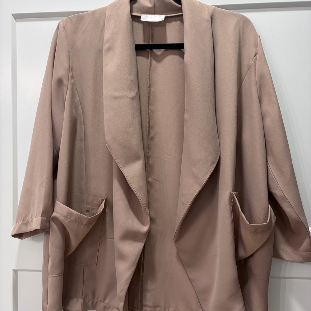 Allie RoseWomens Rose Colored Open-Front Draped Blazer Jacket - Size Medium
